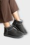 Mini Suede Fur Lined Low Sole Ankle Short Women's Boots Smoked - 4