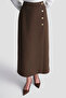 Button Detailed Double-Breasted Skirt Bitter Brown - 3