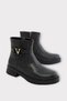 Short Heeled Zippered Women's Boots Black - Gold - 4