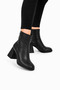 Thick Heel Zippered Stretch Women's Boots Black
