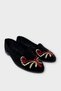 Embroidery Detailed Home Women's Ballerina Shoes Black - Red - 5