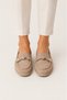 Ribboned Suede Women's Ballerina Shoes Beige - 4