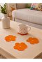 Set of 4 Orange Flower Plexiglass Coasters (10X10 cm)