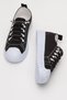Women's Easy-To-Wear Rubber Laced Sports Linen Sneaker Shoes Black - White - 4