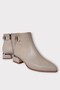Buckle Detailed Pointed Toe Heeled Women's Boots Beige - 2