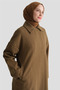 Snap Detailed Striped Cashmere Coat Brown - 4