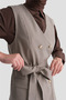 Plaid Patterned Vest Suit Camel - 6