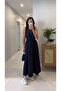 Sanda Navy Blue Dress with Stripes on the Top and Elastic Waist - 5