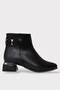Buckle Detailed Pointed Toe Heeled Women's Boots Black