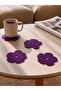 Set of 4 Purple Flower Plexiglass Coasters (10X10 cm) - 2