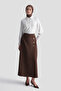 Button Detailed Double-Breasted Skirt Bitter Brown - 2