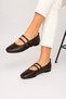 Double-Strapped Women's Ballerina Shoes Brown - 4
