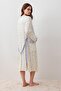 Long Sleeve Patterned Lycra Viscose Maternity Dressing Gown Nightgown Set - 5