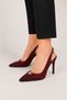Pointed Toe Pencil Heel Satin Heeled Women's Sandals Shoes (9cm) Bordo - 3