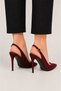 Pointed Toe Pencil Heel Satin Heeled Women's Sandals Shoes (9cm) Bordo - 2