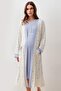 Long Sleeve Patterned Lycra Viscose Maternity Dressing Gown Nightgown Set - 4