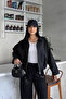 Women's Black Oversize Bomber Gabardine Jacket 2911 - 2