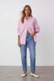 Women's Pink Jacquard Oversize Woven Shirt Alc-X15629 - 3