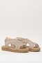 Open Front Knitted Patterned Elastic Women's Sandals Beige - 4