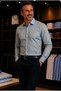 Long Sleeve Patterned Cotton Poplin Slim Fit Men's Shirt