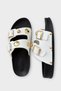 Double-Strapped Buckle Detailed Women's Slippers White - 4