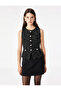 Slim Fit Crew Neck Sleeveless Buttoned Tweed Vest - 2