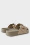 Double-Strapped Buckle Detailed Women's Slippers Beige - 6