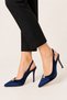 Pointed Toe Pencil Heel Satin Heeled Women's Sandals Shoes (9cm) Blue - 2