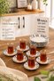 Yasemin Dicle 18 Piece Striped Porcelain Cake and Tea Set Presentation Set for 6 People - 2