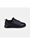 Men's Black Flexible Leather Sneaker with Elastic Laces - 2