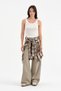 Women's Waist Plaid Shirt Fabric Removable Design Jeans as Per Request - 2