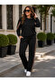 Timeless Elegance-Women's Leopard Stripe Detailed Crew Neck High Waist Wide Leg Pants Two-Piece Set - 3