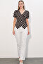 Women's Double-Breasted Collar Polka Dot Blouse 1577 - Brown - 2