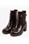 Pink Zippered Women's Boots with Elastic Buckle Heels - 6