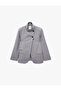 Regular Fit Long Sleeve Button Detailed Stand Collar Double Breasted Blazer Jacket with Pockets
