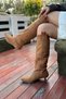 Cily Tan Suede Gold Pin Detailed Women's Heeled Boots - 3