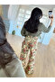 Yellow-Burgundy Floral Patterned Denim Trousers - 2Y251033 - 4