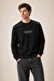 Respect Crew Neck Regular Fit Winter Sweatshirt Black