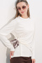 Women's Scarf Detailed Long Sleeve Blouse 1420 - White - 4