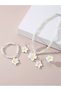 Girls White Flower Charm Pearl Necklace, Bracelet, Ring and Earrings Set - 8