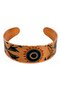 Cream black check thick copper bracelet, wide form - 3