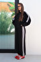 Women's Oversize Double Tracksuit Set with Stripes on the Sleeves and Sides 9155 - Black - 4