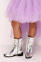 Gold Star Embroidered Girls' Silver Cowboy Boots - 2