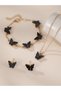Girls Black Butterfly Charm Necklace, Bracelet and Earrings Set - 3