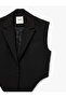 Regular Fit Asymmetrical Cut Wide Collar Buttoned Sleeveless Vest - 3