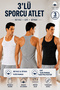Men's Athlete Ribbed Undershirt 3-Pack (Seher Authorized Dealer) - White(100% Cotton) Black(100% Cotton) Gray(40% Cotton & 60% Polyester)