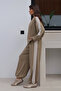 Women's Oversize Two-Piece Tracksuit with Stripes on the Sleeves and Sides 9155 - Khaki - 4