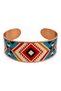 Navy Blue Turquoise Mosaic Wide Form Thick Copper Bracelet, Hand Embroidered Adjustable Model - 3