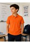 100% Cotton Polo Non-Curling Collar Orange School T-Shirt Breathable Fabric