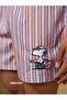 Men Striped Pink Boxers with Snoopy Embroidery - 2
